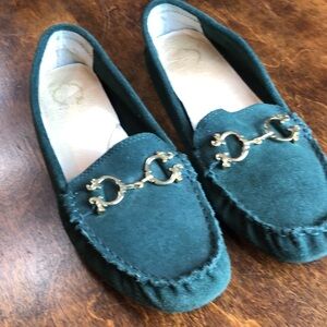 Loafers greens suede women’s size 9 1/2